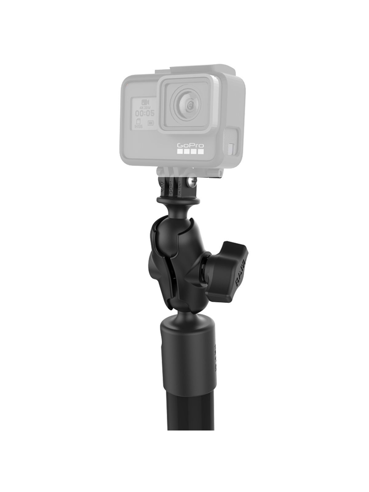 RAM Mounts Stand-Saugfuss mit GoPro-Adapter - B-Kugel (1 Zoll), Saugfuss, Kunststoffrohr (ca. 450 mm), kurzer Verbindungsarm, GoPro-Adapter