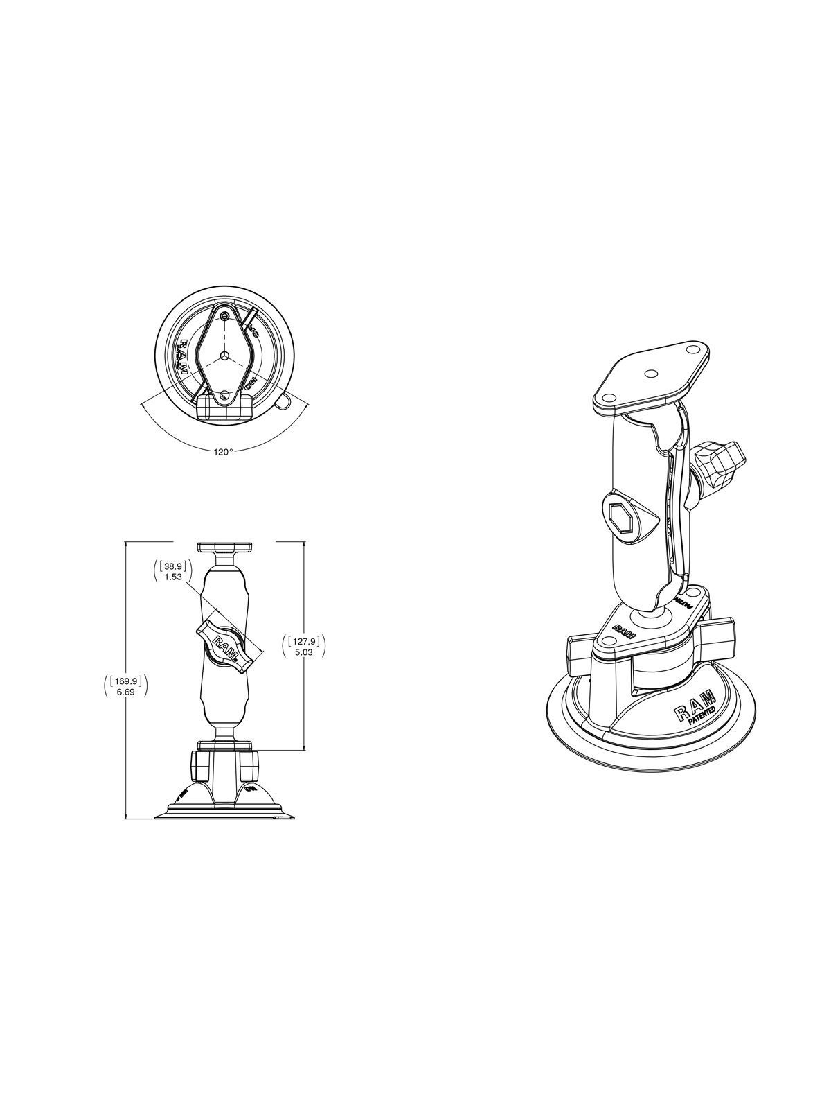 RAM MOUNTS Suction Cup Set with Diamond Connection