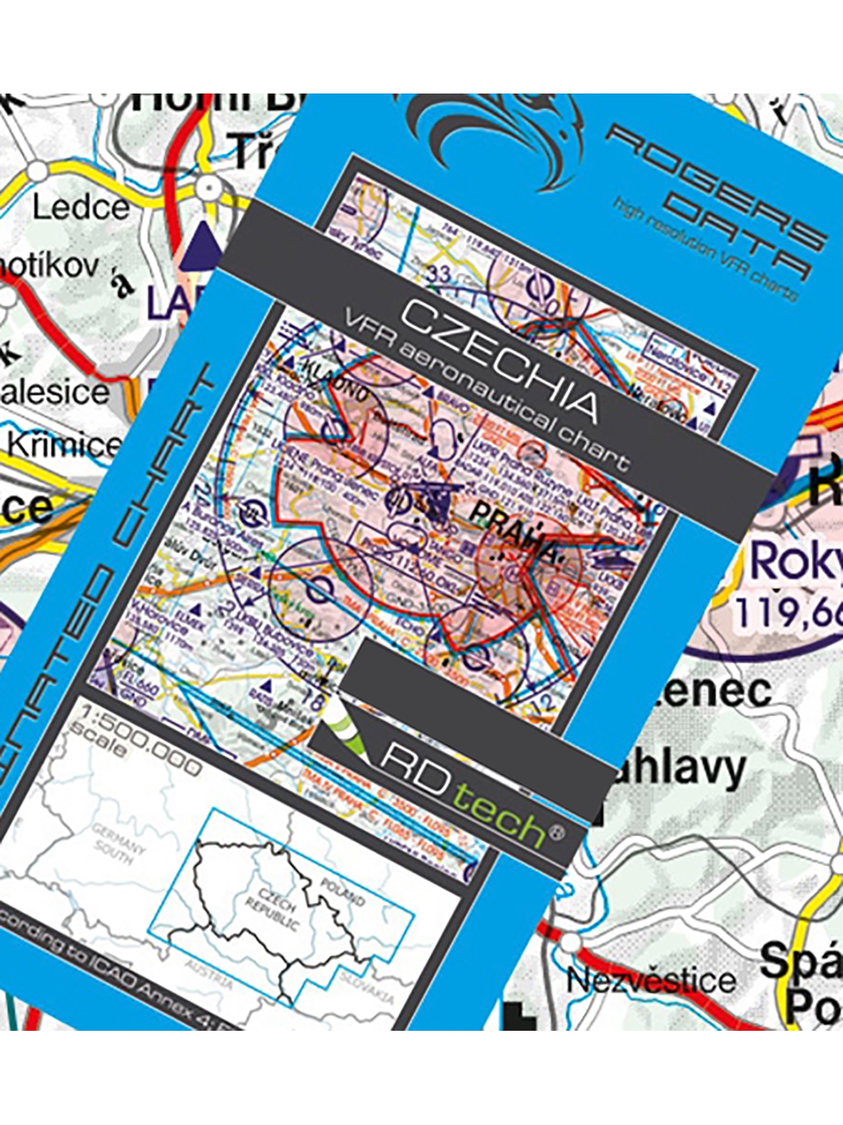 Czechia - Rogers Data VFR Chart, 1:500,000, laminated, folded