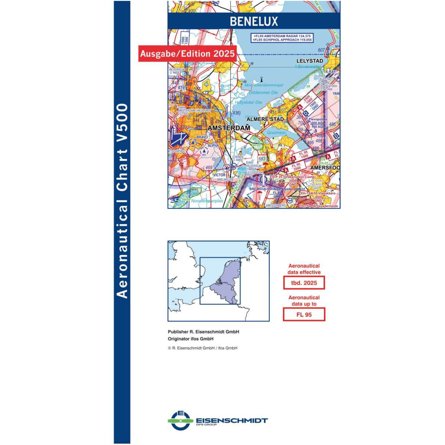 BeNeLux V500 VFR-Karte - Papier, gefaltet, 2025