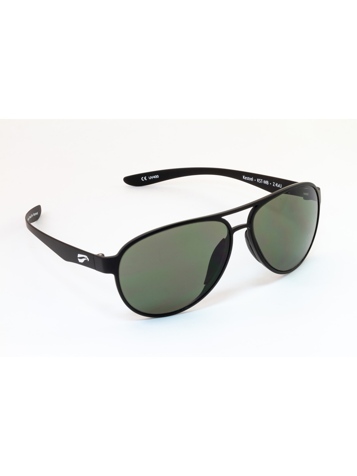 Flying Eyes Sunglasses Kestrel Aviator - Matte Black Frame, G15 (Neutral Green) Lenses