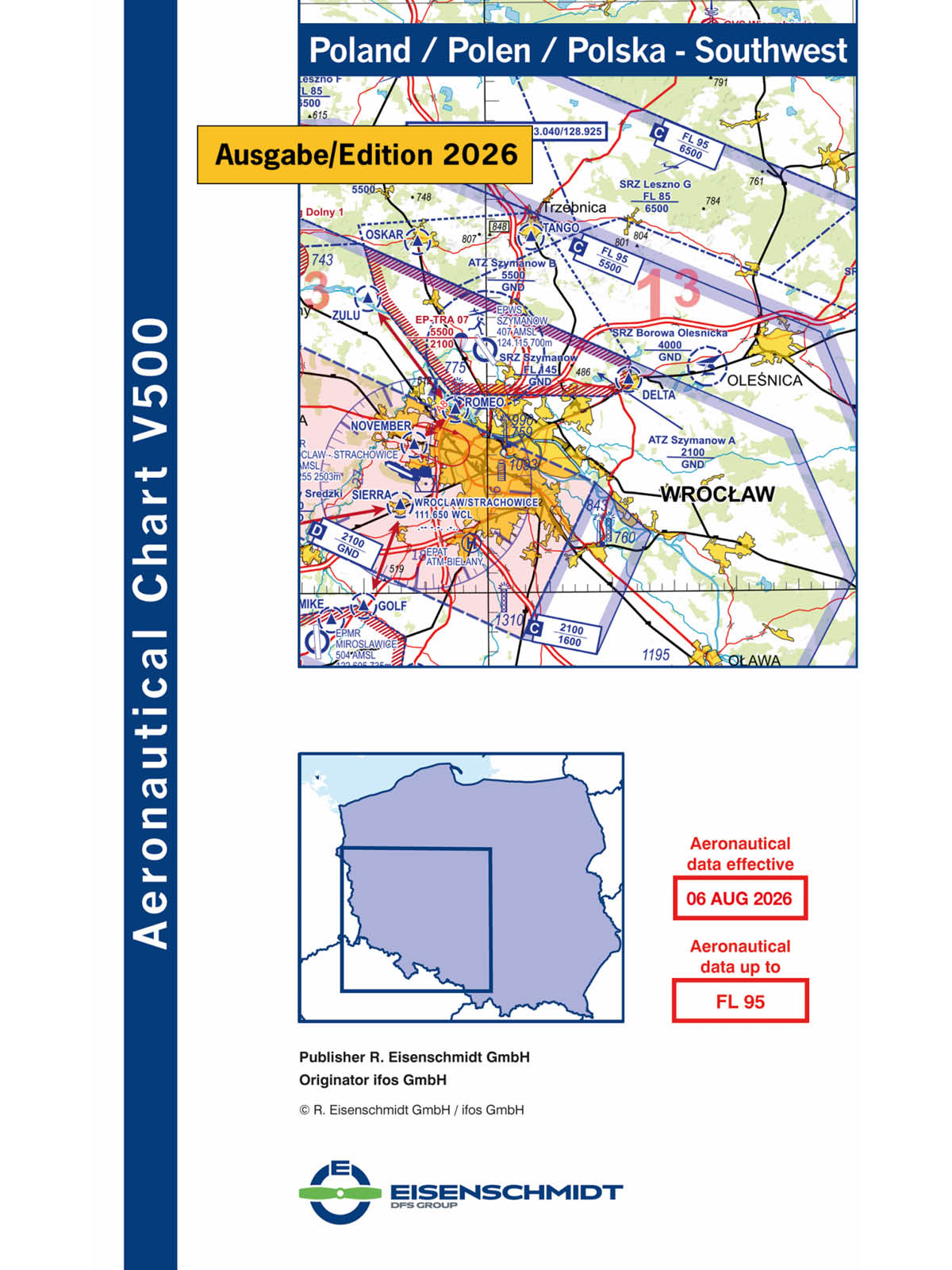 Polen Südwest V500 VFR-Karte 2026 - Papier, gefaltet