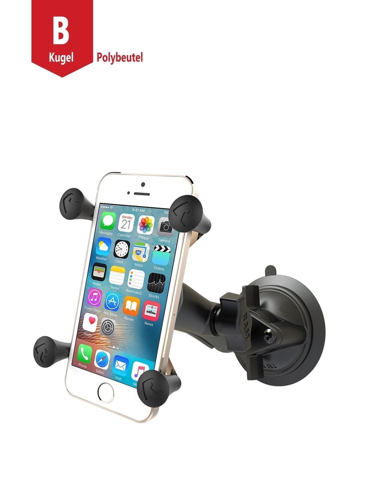 RAM MOUNTS Twist Lock Suction Cup Mount with Universal X-Grip Smartphone Cradle, 1" B-Ball