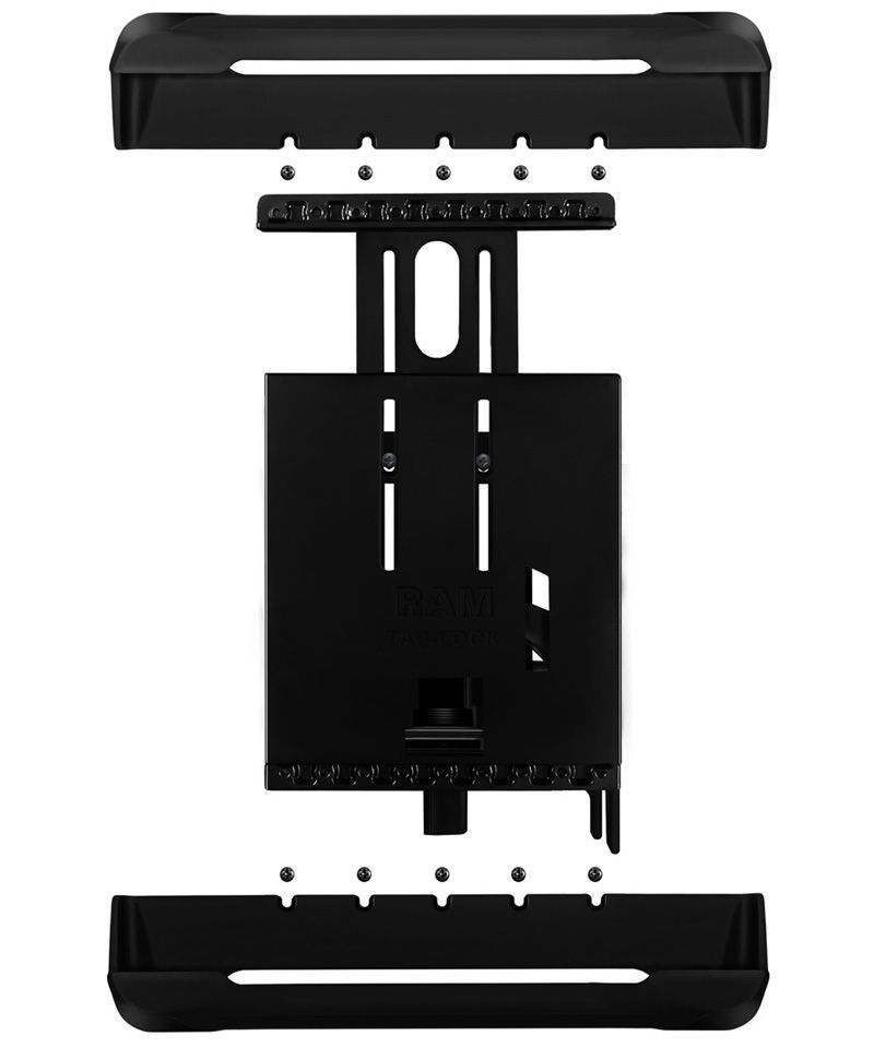 RAM Mounts Universal Tab-Lock Halteschale (abschließbar) für 9-10 Zoll Tablets (mit/ohne dünne Schutzhüllen) - AMPS-Aufnahme, Schrauben-Set, im Polybe