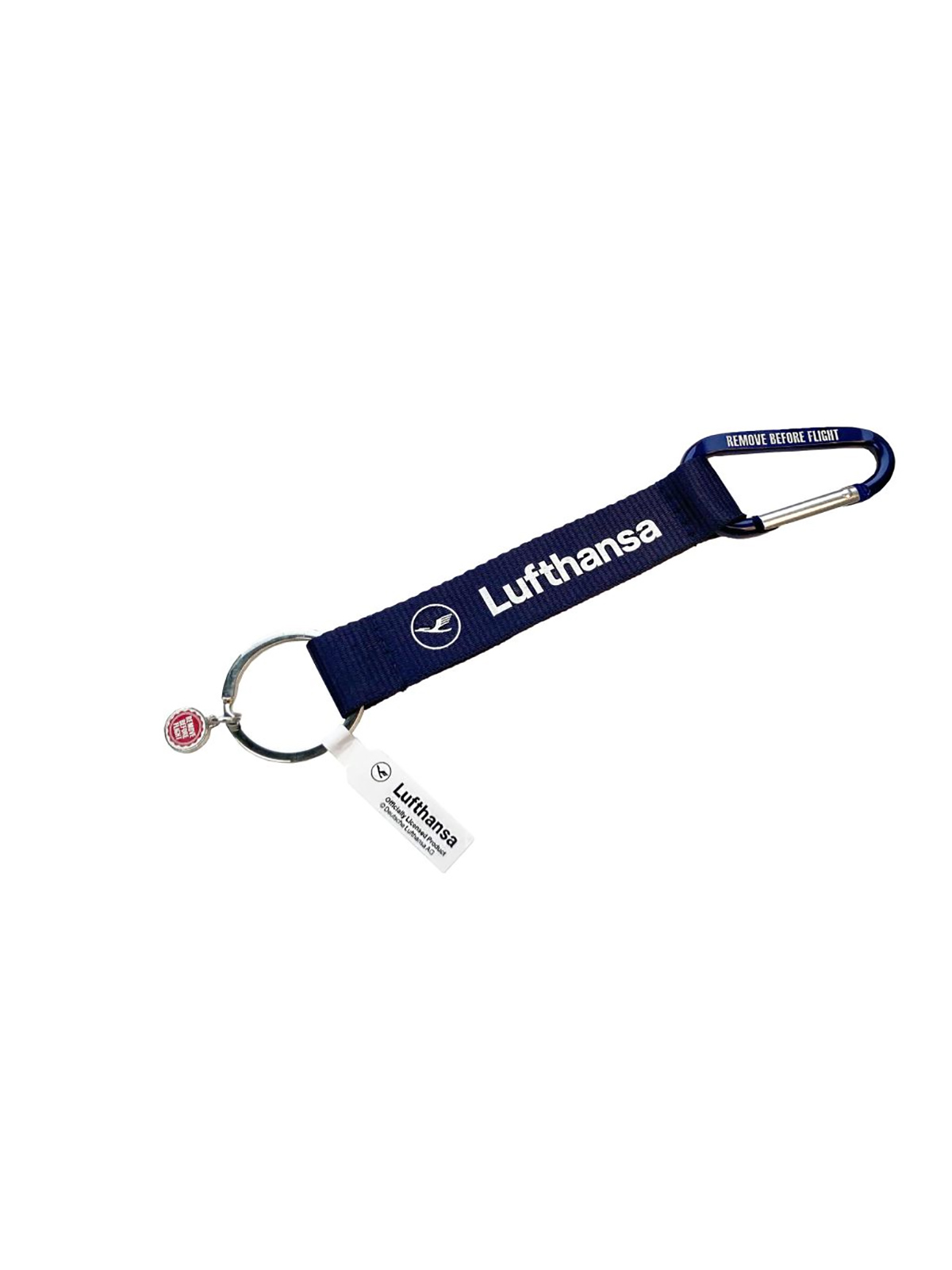 Lufthansa Karabiner-Strap REMOVE BEFORE FLIGHT - blau/weiß