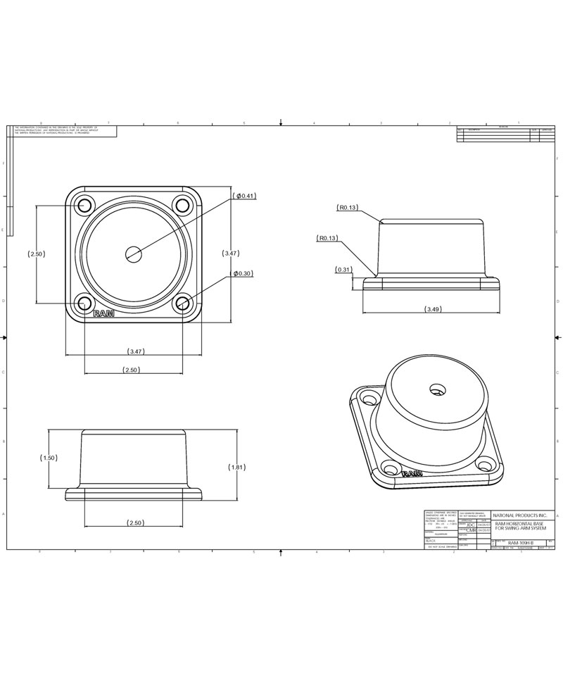 RAM MOUNT Horizontal Swing Arm Mount Bracket - RAM