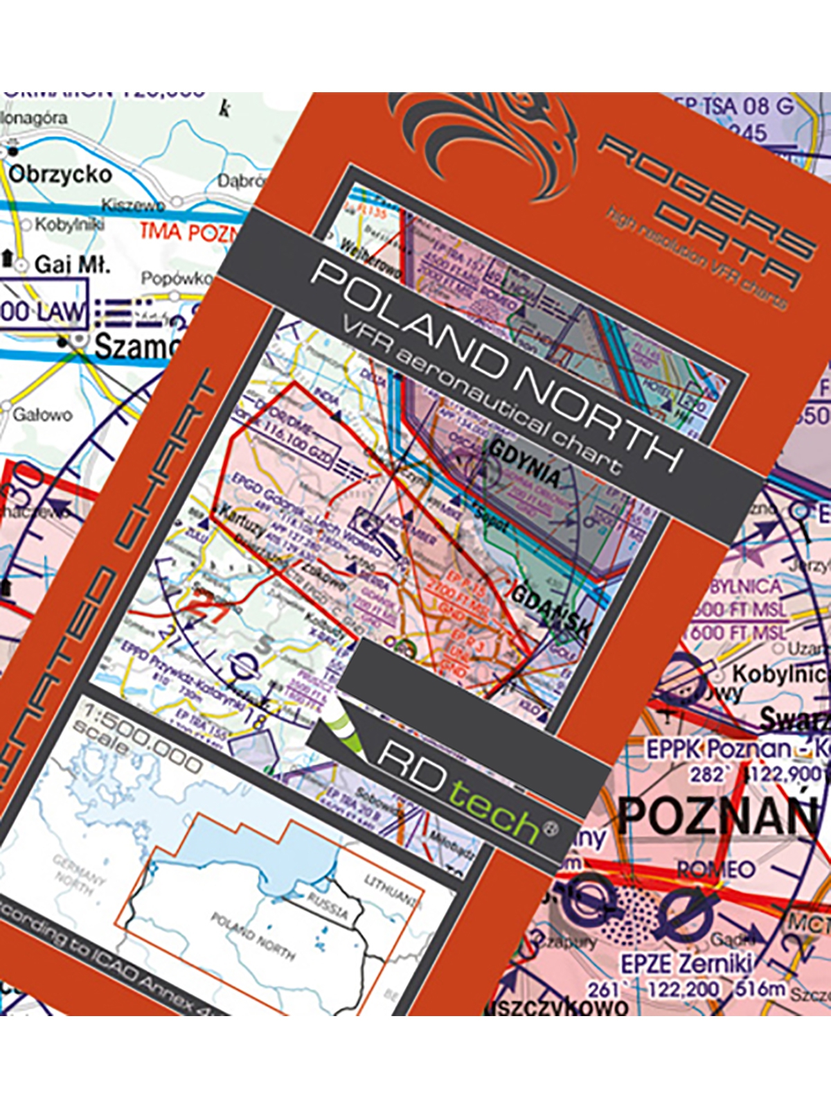Poland North - Rogers Data VFR Chart, 1:500,000, laminated, folded