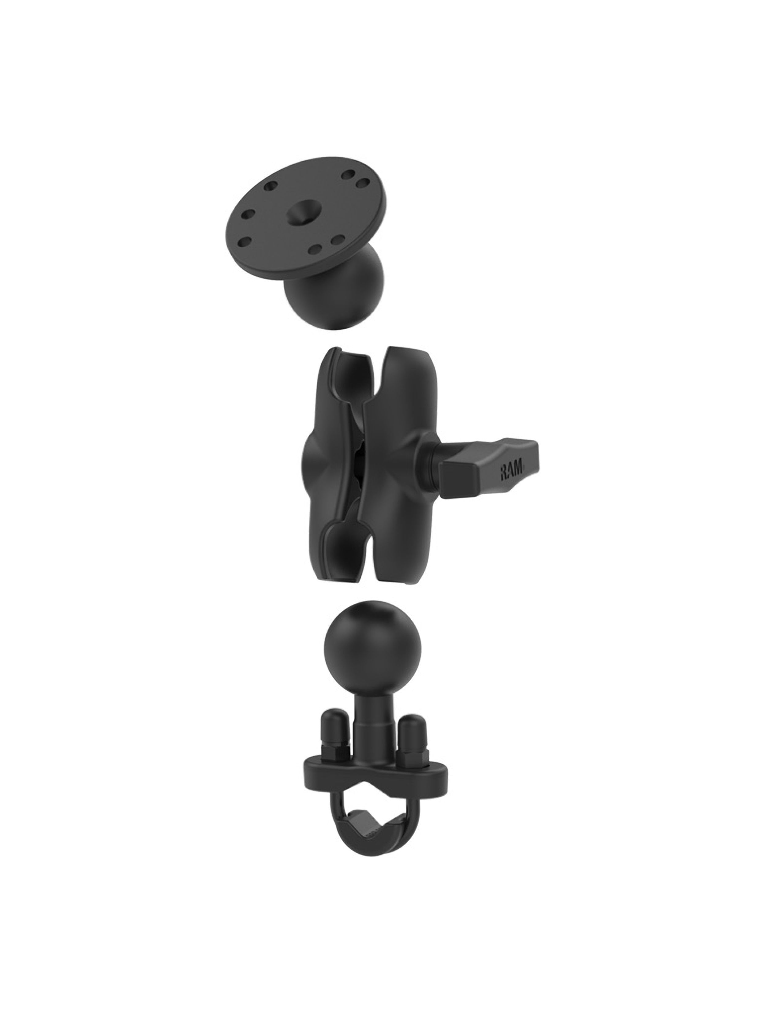 RAM® Handlebar U-Bolt Double Ball Mount with Round Plate