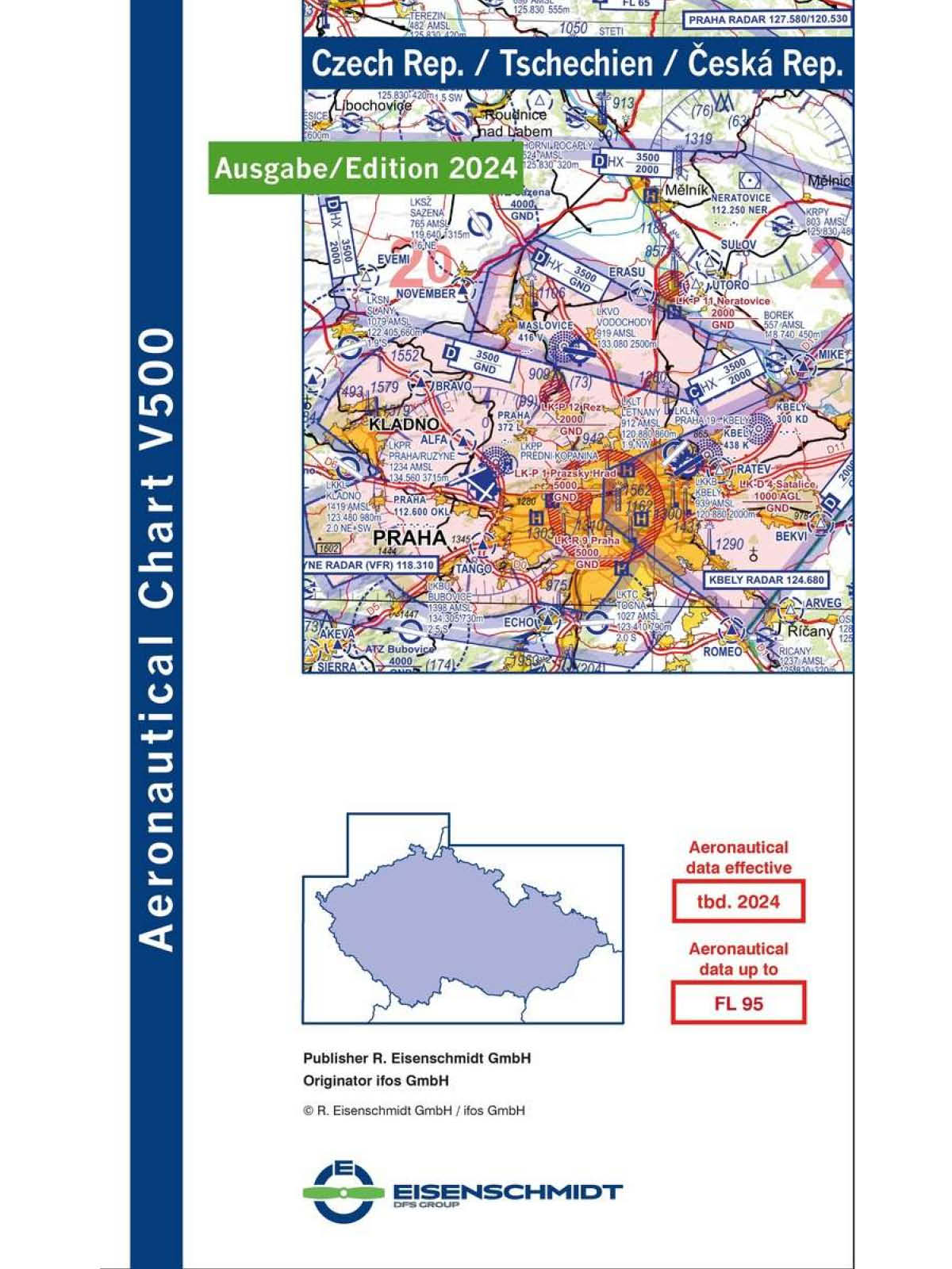 Czech Republic V500 VFR Chart - paper, folded, 2024