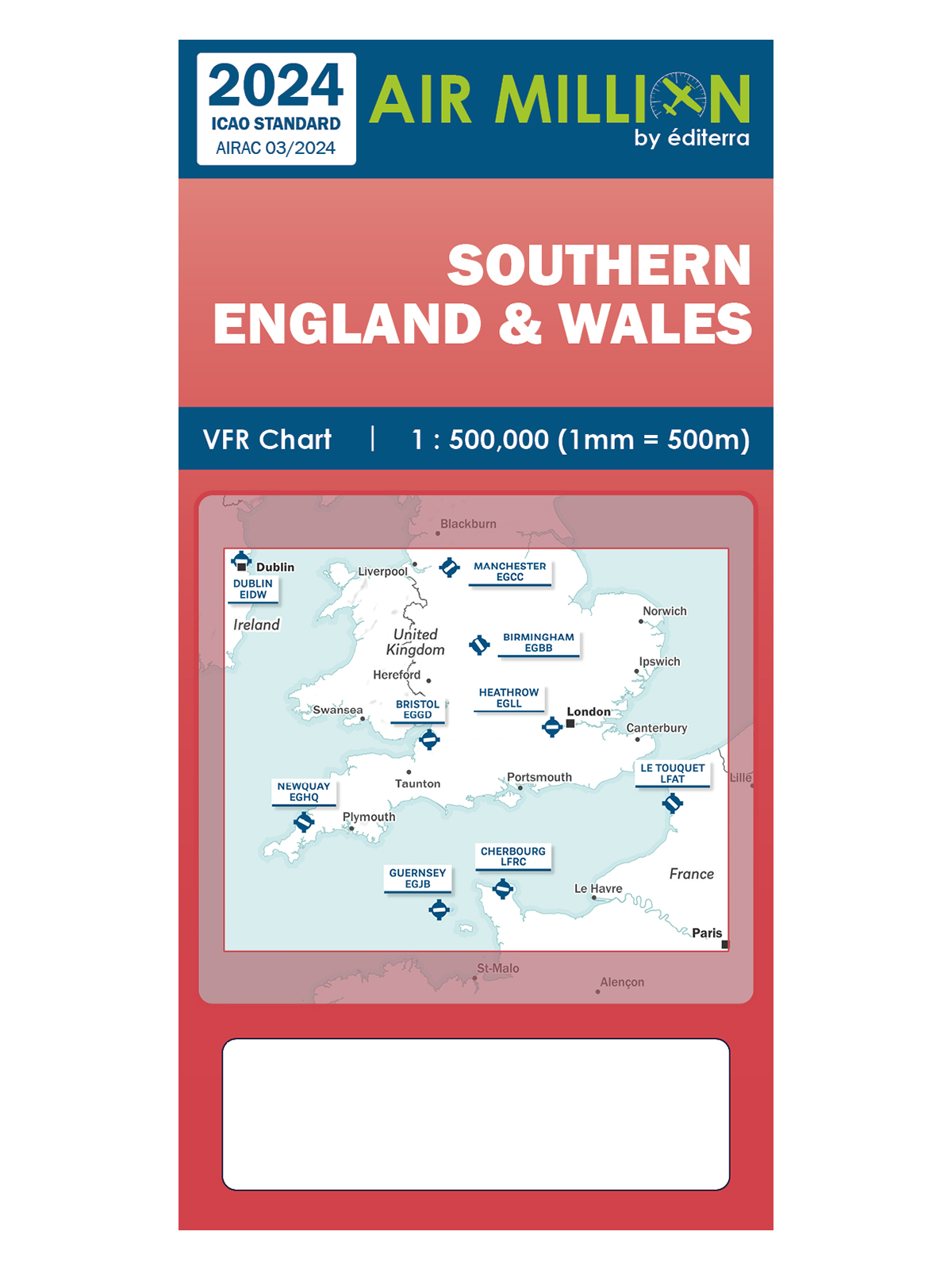 Südengland & Wales - Air Million Zoom VFR-Karte 1:500.000, gefaltet, 2024