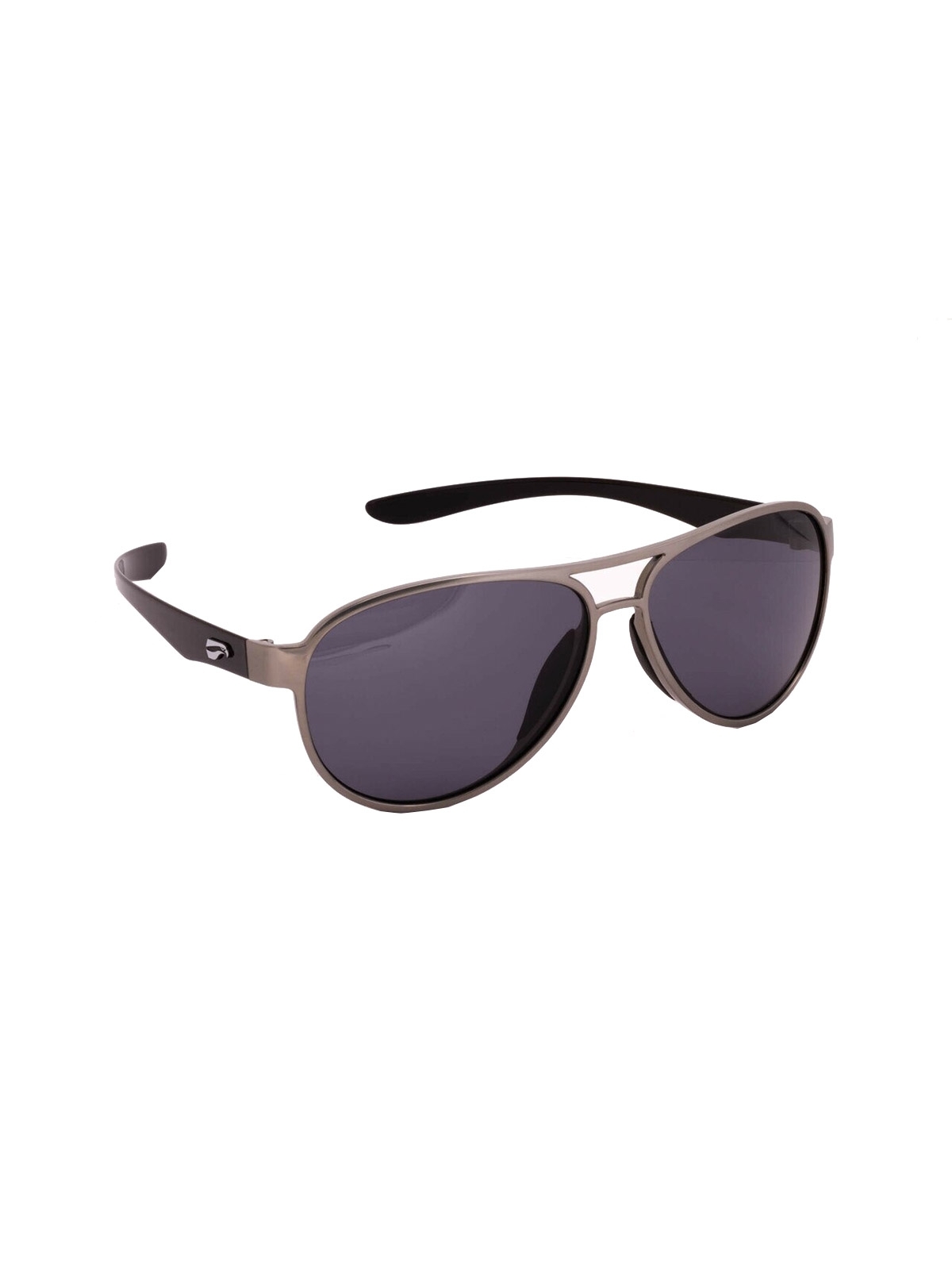 Flying Eyes Sunglasses Kestrel Aviator - Silver Front Frame, Solid Gray Lenses