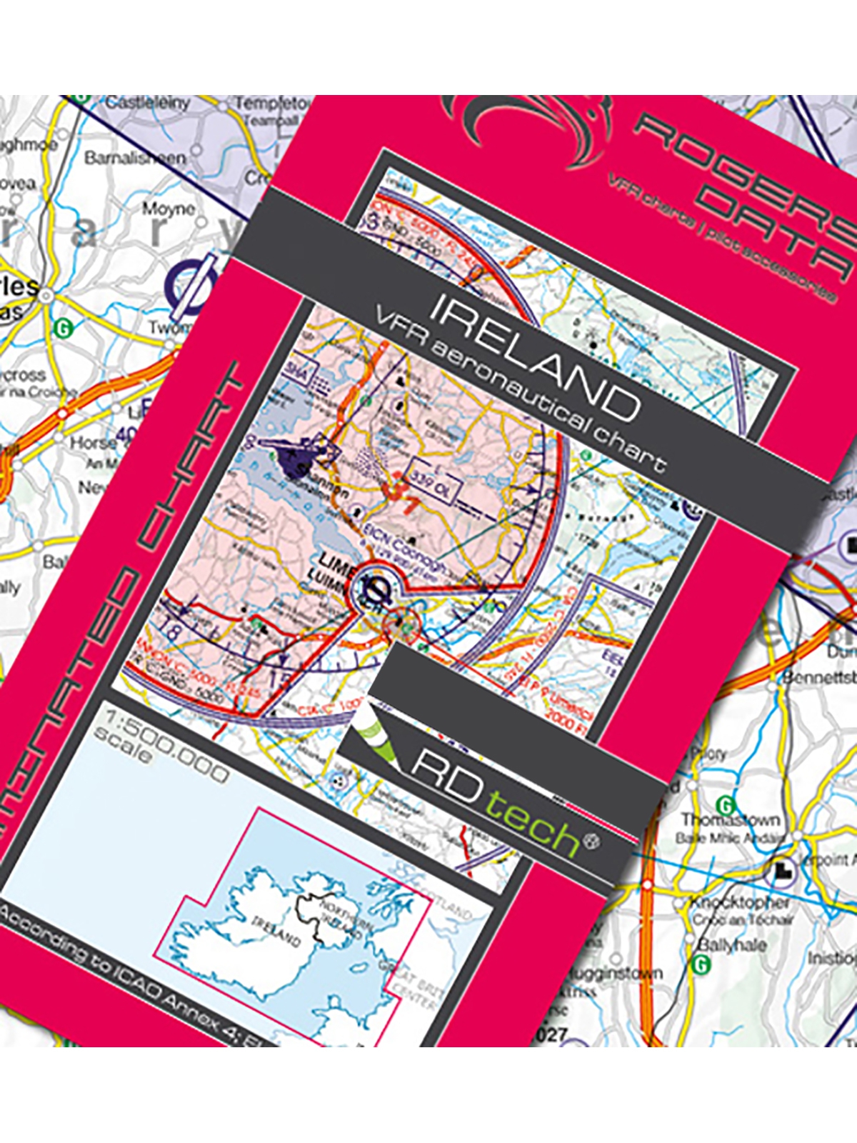 Irland - Rogers Data VFR Karte, 1:500.000, laminiert, gefaltet, 2024 Irland - Rogers Data VFR Karte, 1:500.000, laminiert, gefaltet, 2024