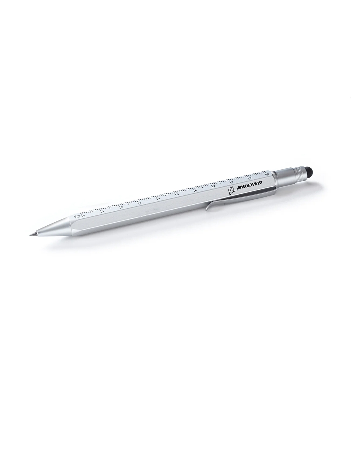 Boeing 2-in-1 Druckbleistift - silberfarben, mit Lineal und Stylus