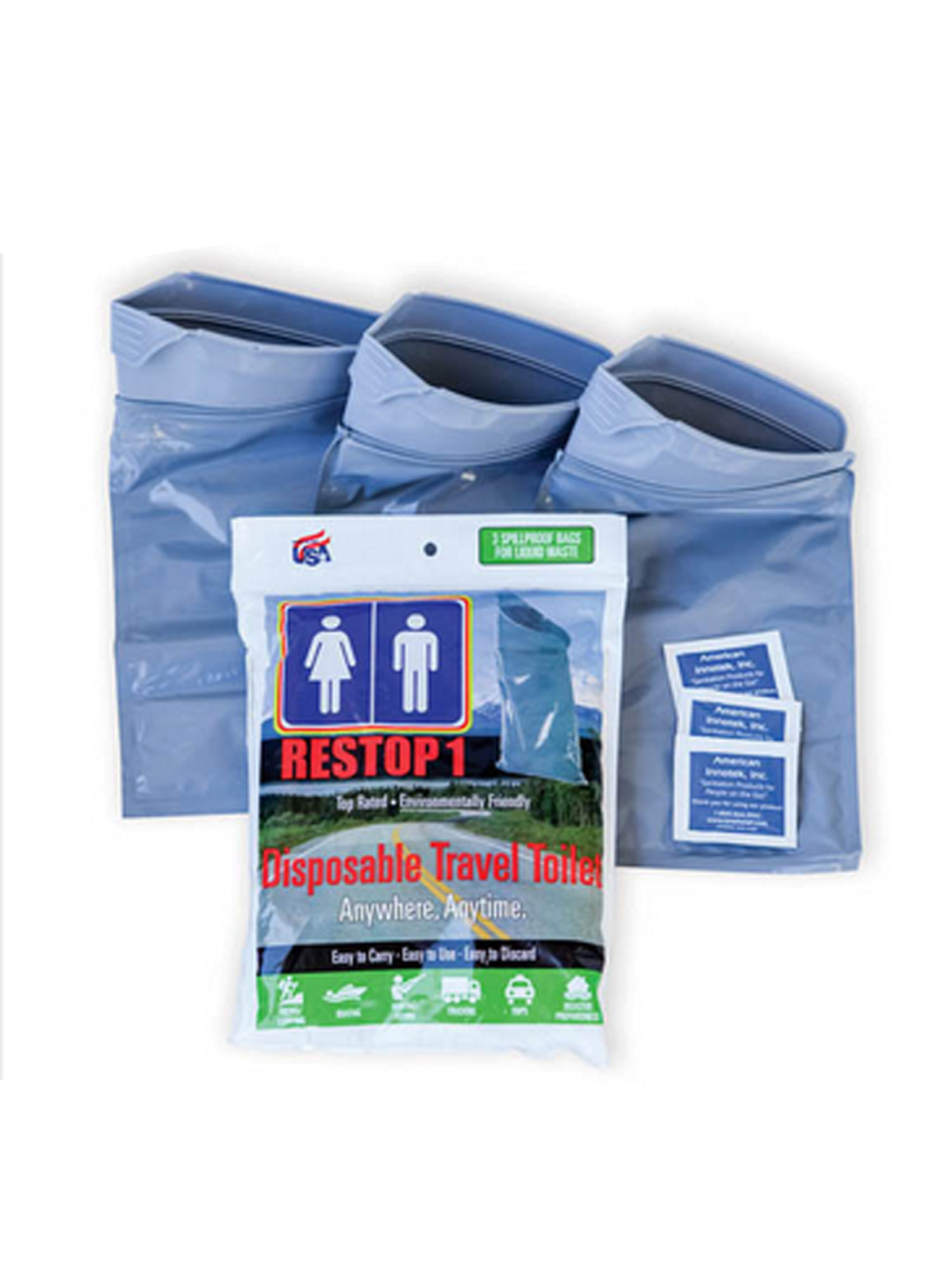 RESTOP 1 - Einweg-Reisetoilette (Not-Urinal), 3er-Pack