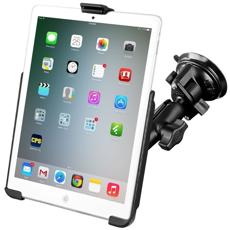 RAM Mounts Saugfuss-Halterung Apple iPad mini 1-3 - mittlerer Verbindungsarm, Diamond-Basisplatte (Trapez), runde Basisplatte (AMPS), Halteschale, B-K