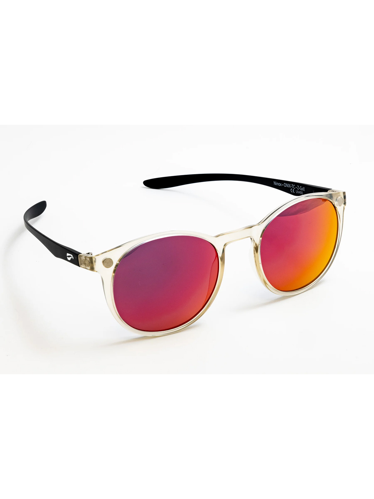 Flying Eyes Sonnenbrille Ninox - Rahmen durchsichtig, Bügel matt schwarz, Linsen Sunset (verspiegelt)