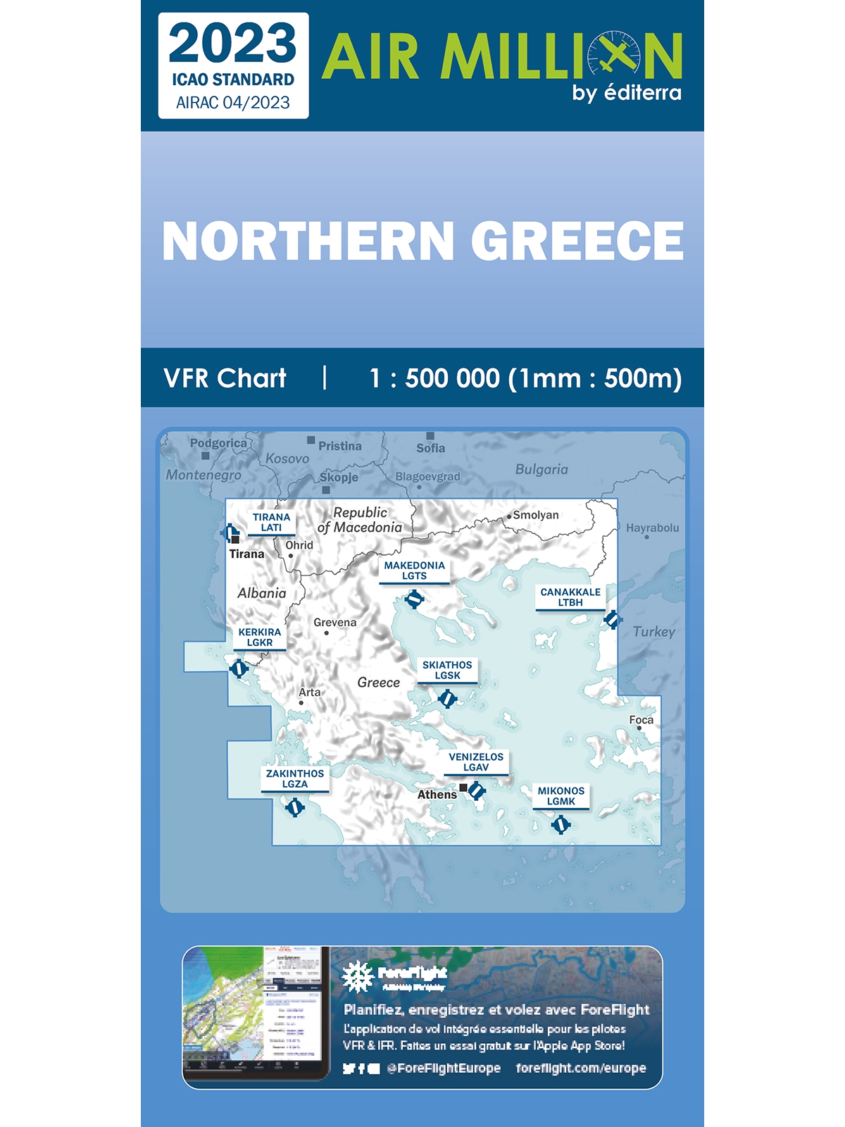 Nord-Griechenland - Air Million Zoom VFR-Karte 1:500.000, gefaltet, 2023