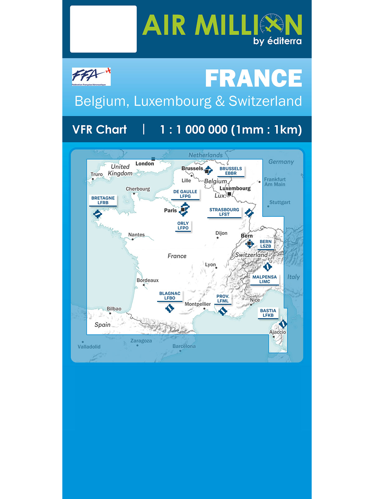 France - Air Million VFR Chart 1:1.000.000, incl. Neighborhood Countries, folded