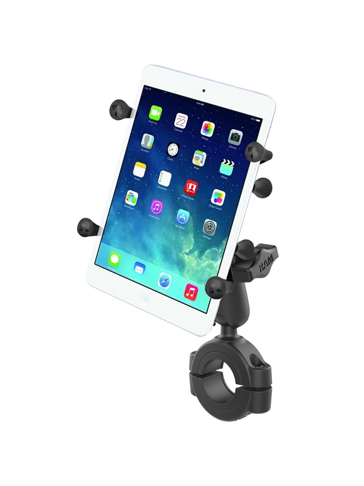 RAM Mounts X-Grip Motorrad-Halterung für Tablets (/ Zoll) - B-Kugel (1 Zoll), Torque-Schraubklemme (Durchmesser 28,6-38,1 mm), mittlerer Verbindungsar