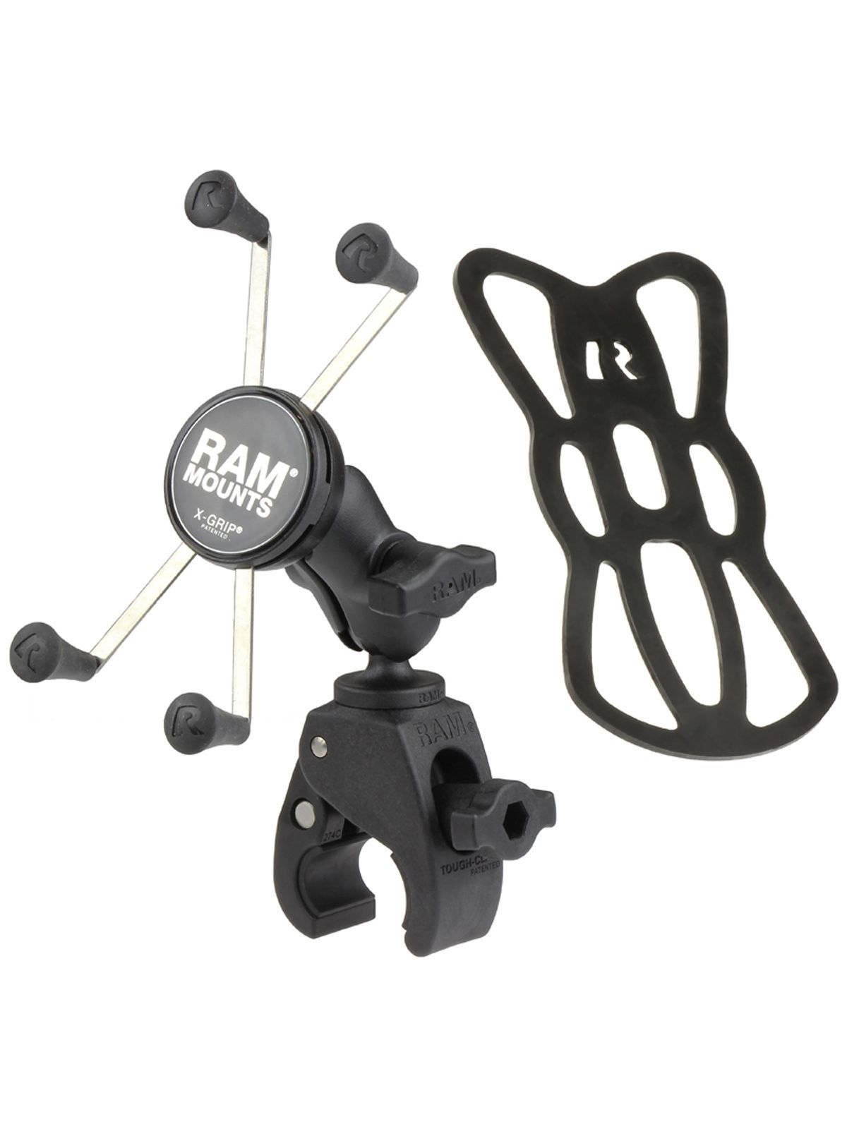 RAM Mounts X-Grip Klemm-Halterung für Smartphones bis 114,3 mm Breite - B-Kugel (1 Zoll), kleine Tough-Claw, kurzer Verbindungsarm