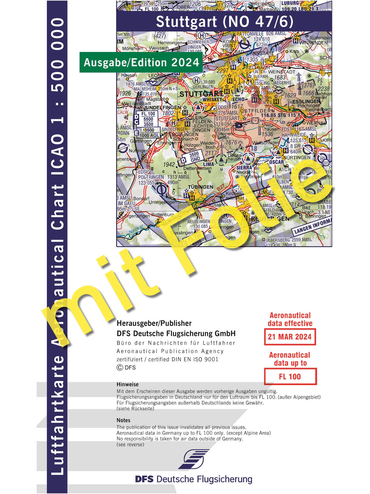 ICAO Germany laminated, Stuttgart, 2024, folded