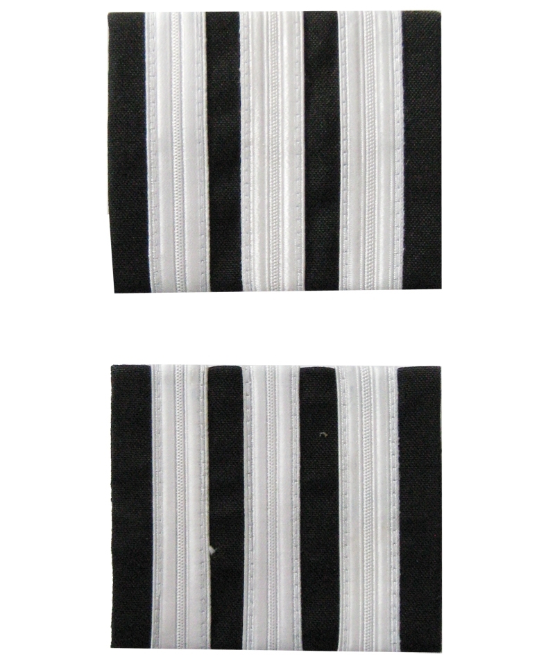 Premium Rangabzeichen Co-Pilot - Schulterstreifen für Piloten, drei Streifen, silberfarben