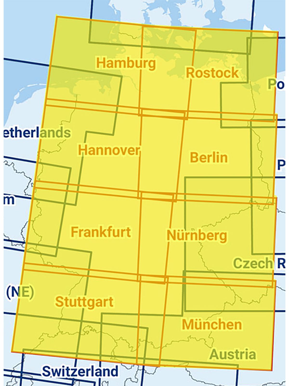 Complete ICAO Chart Germany (8 Sheets composited, laminated)