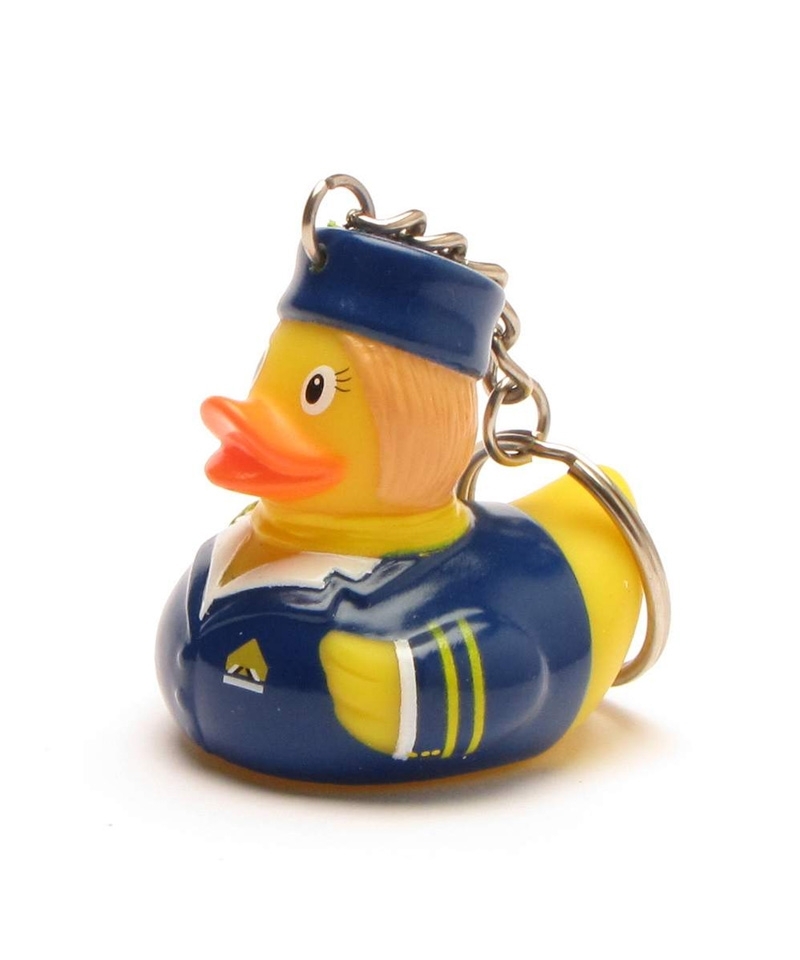 Key Ring Rubber Duck Flight Attendant