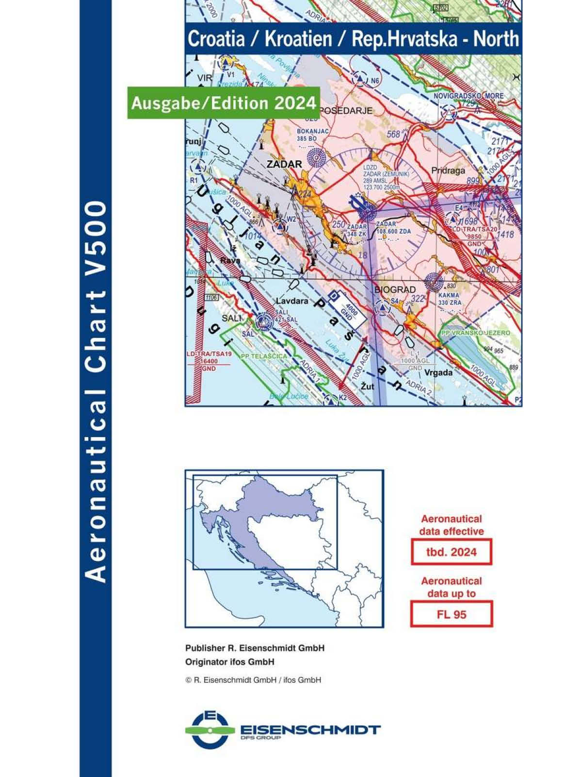 Croatia North V500 VFR Chart - paper, folded, 2024