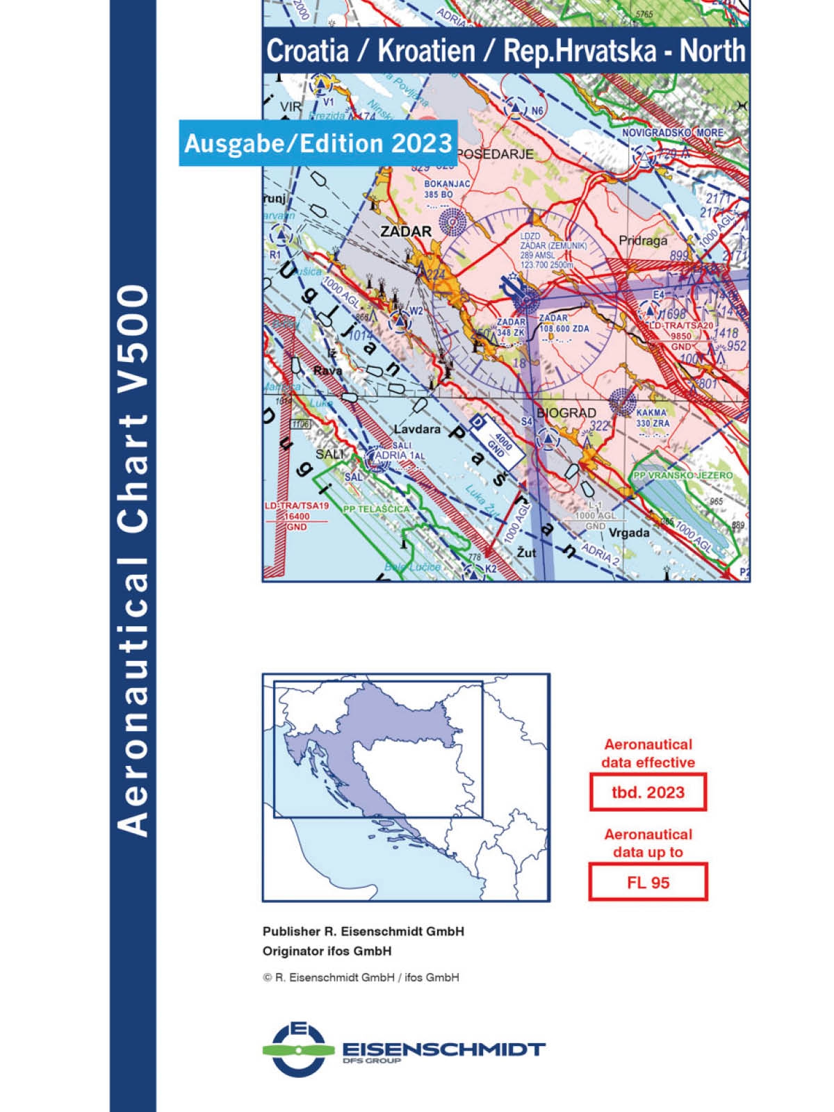 Kroatien Nord V500 VFR-Karte - Papier, gefaltet