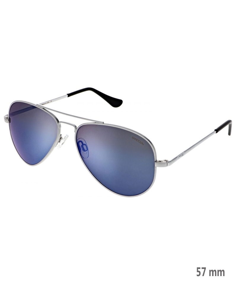 Randolph Concorde Size 57 (medium) - matte chrome frame, Atlantic blue lenses, Golf temples