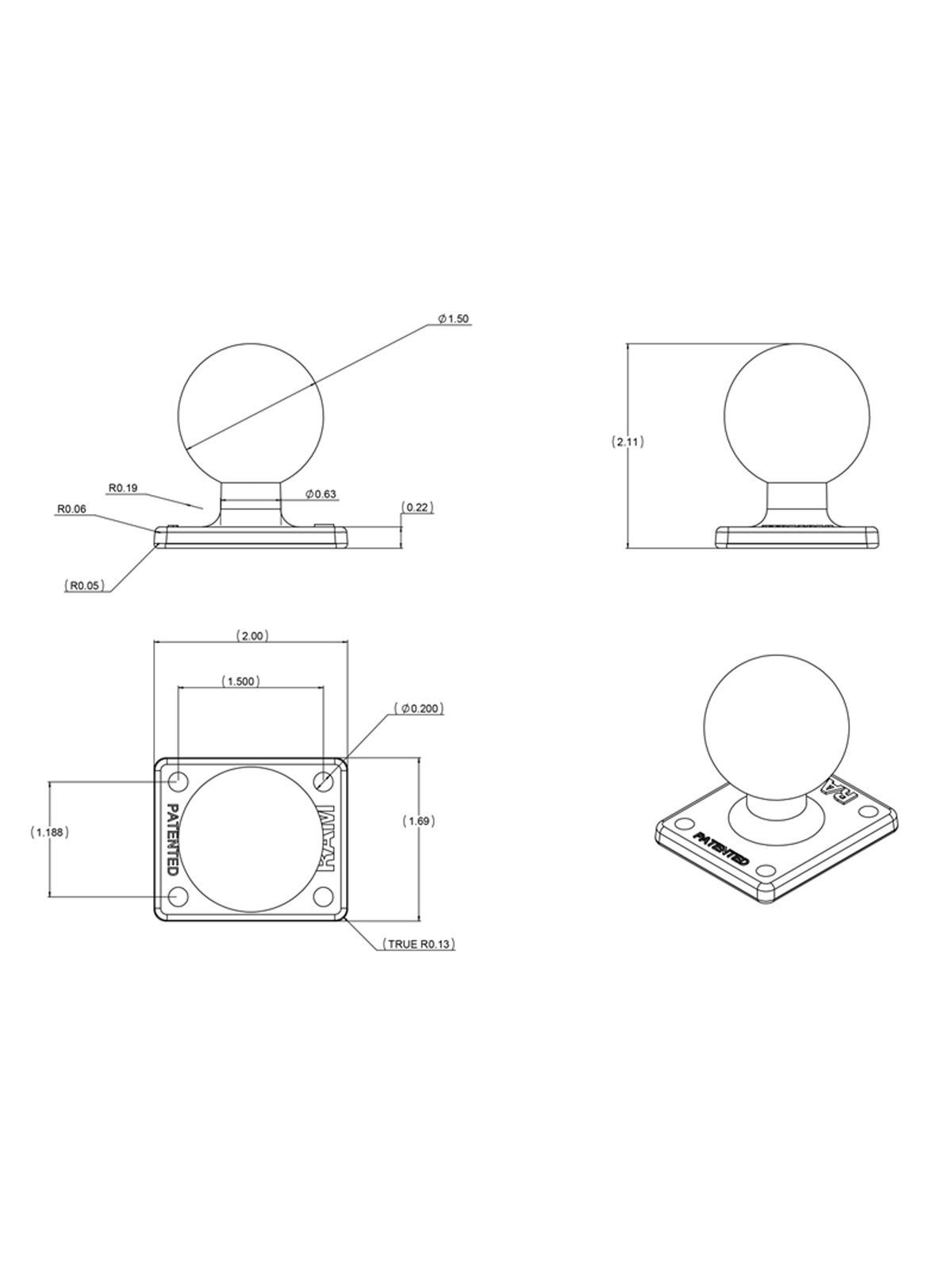 RAM® Ball Adapter with AMPS Plate