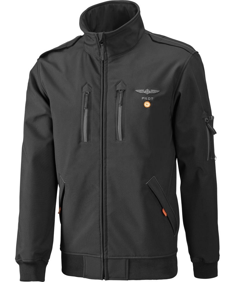 Pilotenjacke General Aviation, Softshell, schwarz, Wasser abweisend, winddicht - inkl. Warnweste