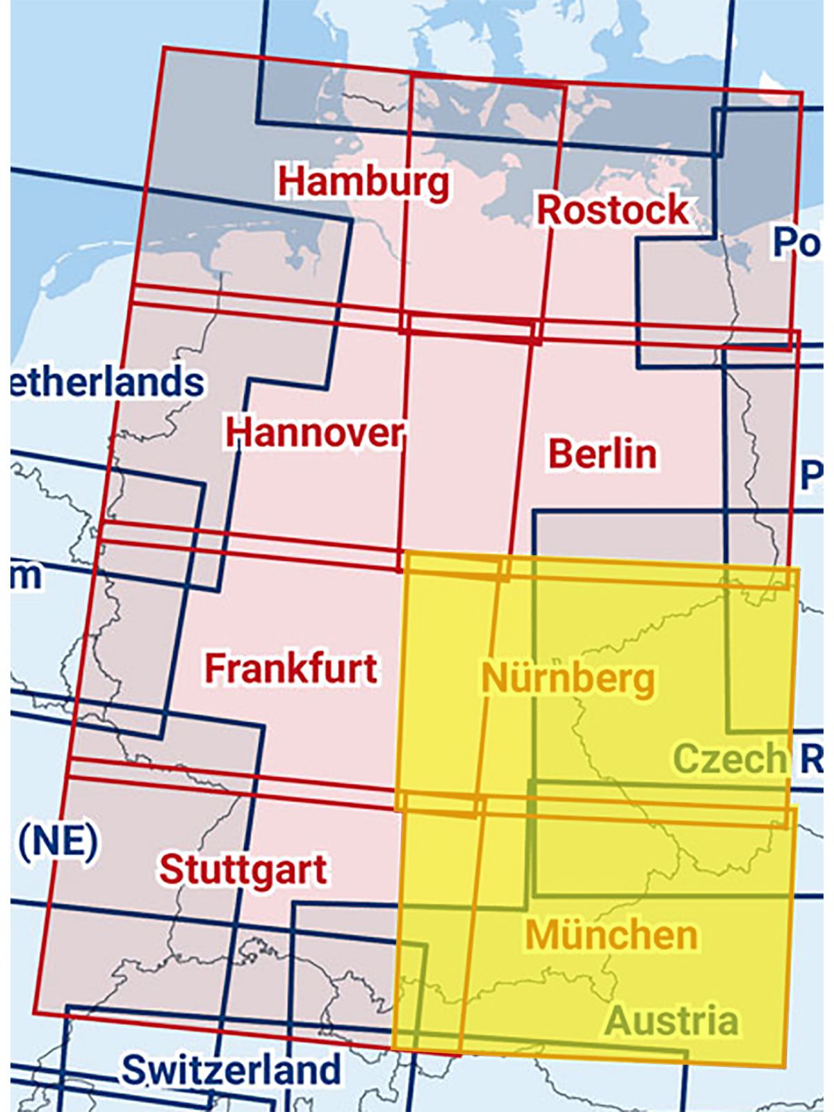 Nürnberg / München 2026 - Zusammengesetzte ICAO Karte mit Folie
