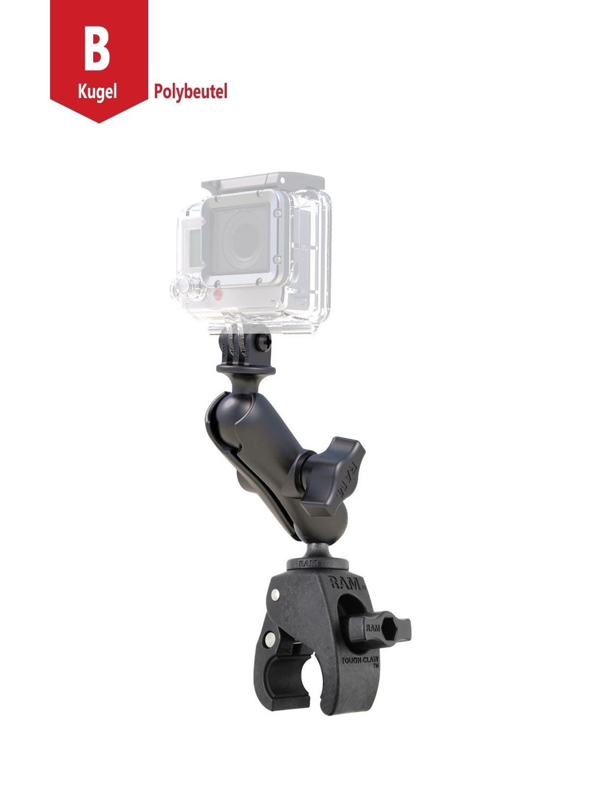 RAM® Tough-Claw™ Double Ball Mount with Universal Action Camera Adapter