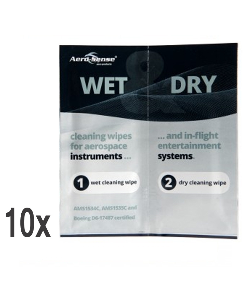 Wet & Dry Wipes - Pack à 10 pcs., Boeing certified Wet & Dry Wipes - Pack à 10 pcs., Boeing certified