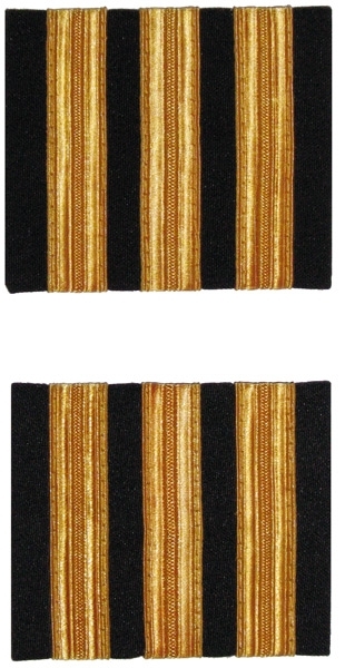Premium Rangabzeichen Co-Pilot - Schulterstreifen für Piloten, drei Streifen, goldfarben