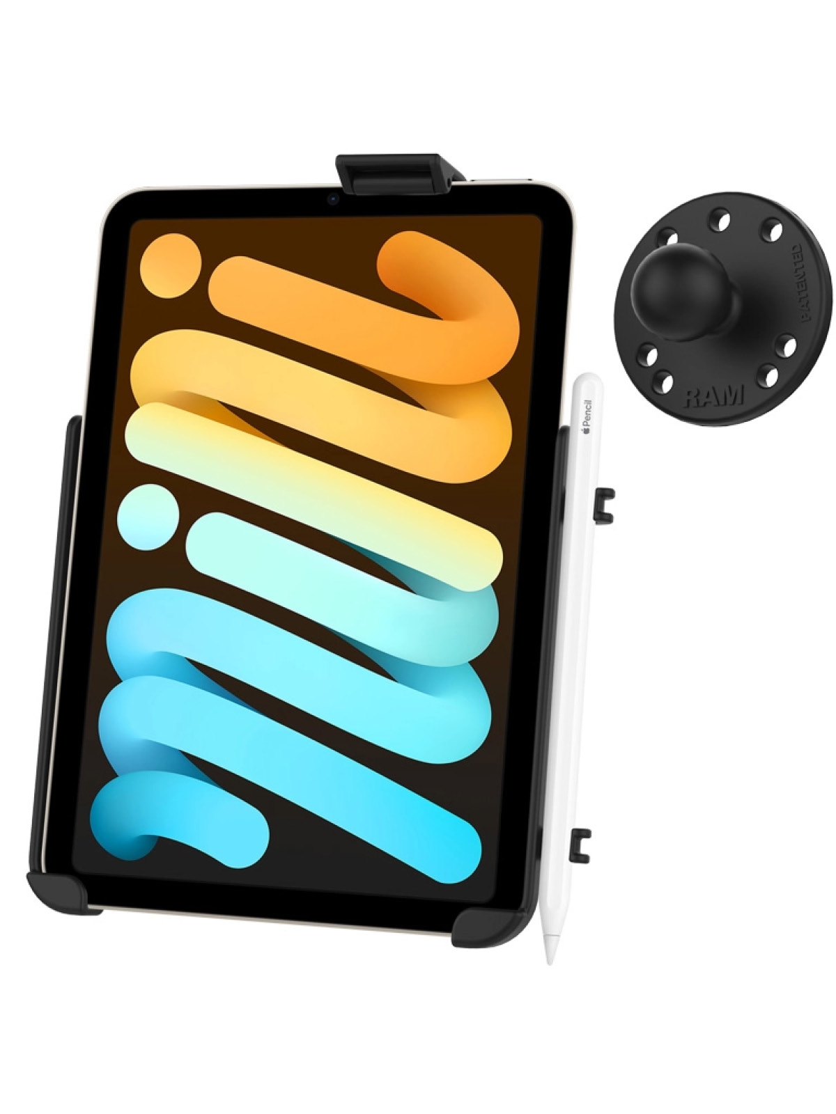 RAM Mounts EZ-Roll'r Form-Fit Halteschale für Apple iPad Mini 6 & Mini (A17 Pro) - Ohne Schutzhülle - Inkl. runder Basiskugel (B-Kugel)
