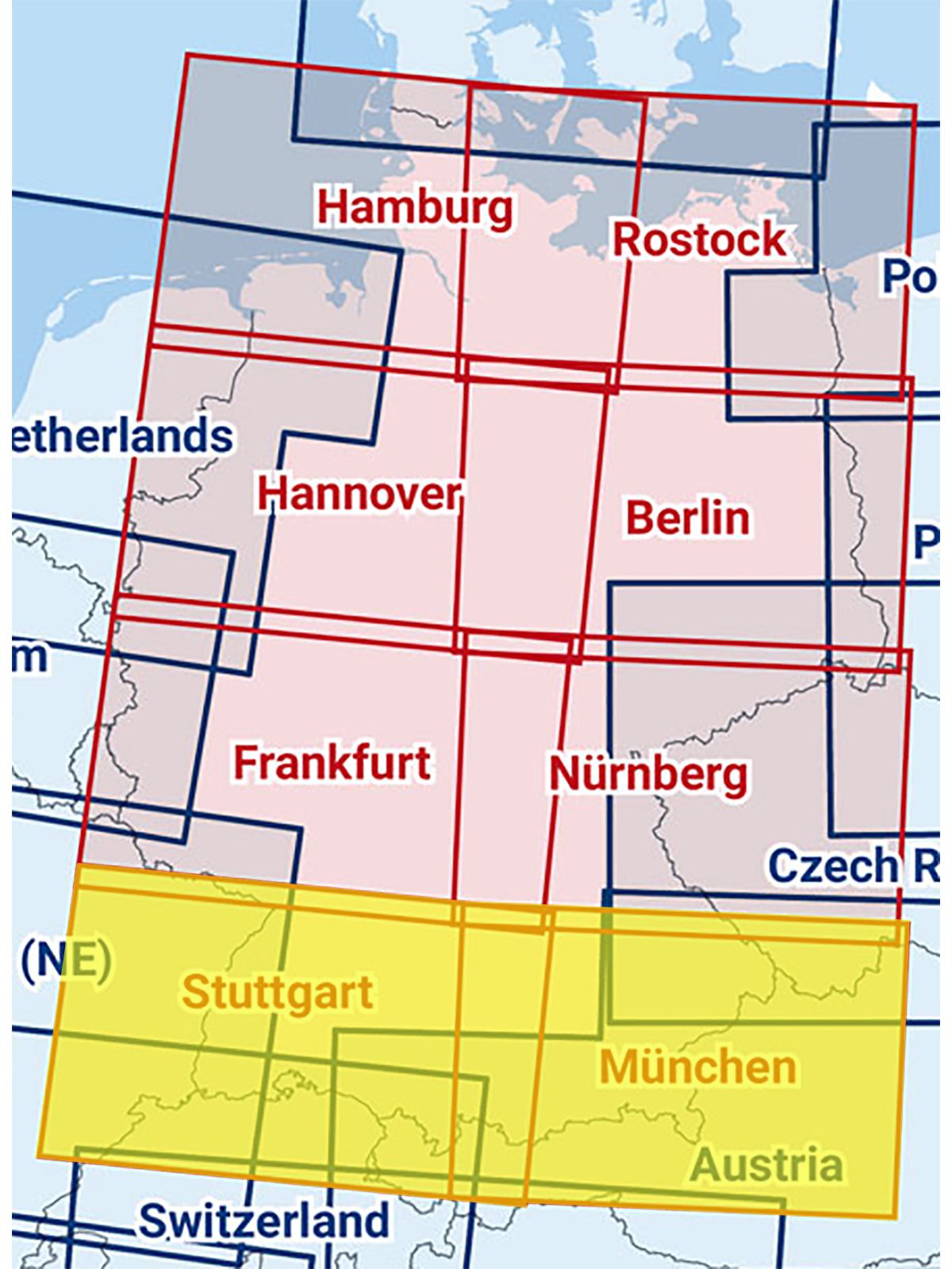 Stuttgart / München 2026 - Zusammengesetzte ICAO Karte mit Folie