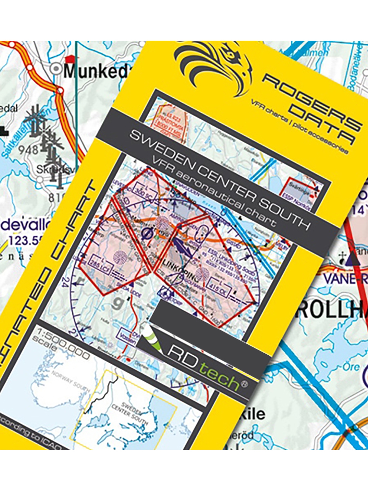 Sweden Center South - Rogers Data VFR Chart, 1:500,000, laminated, folded