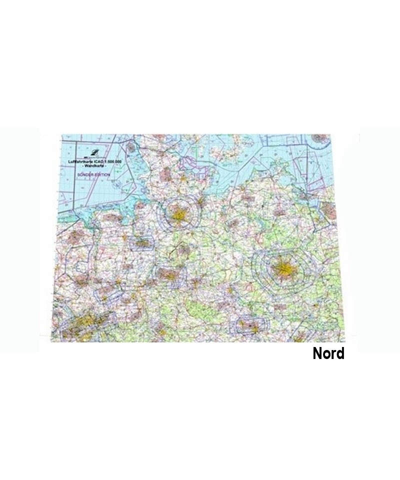 Wandkarte ICAO Deutschland 2026 - Nord, foliert, plano, 1:500.000