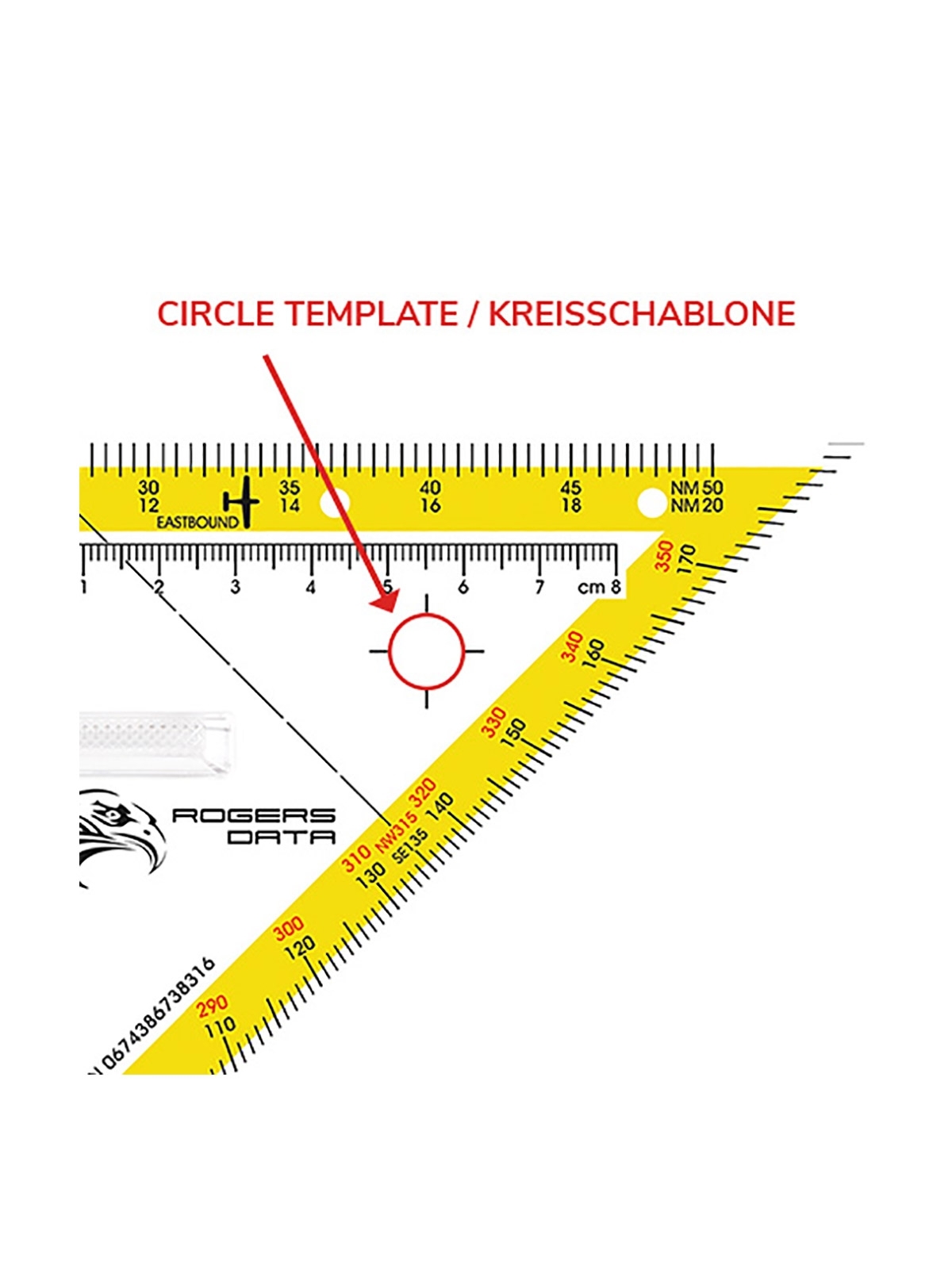 Navigation Protractor Triangle Rogers Data - with fixed grip