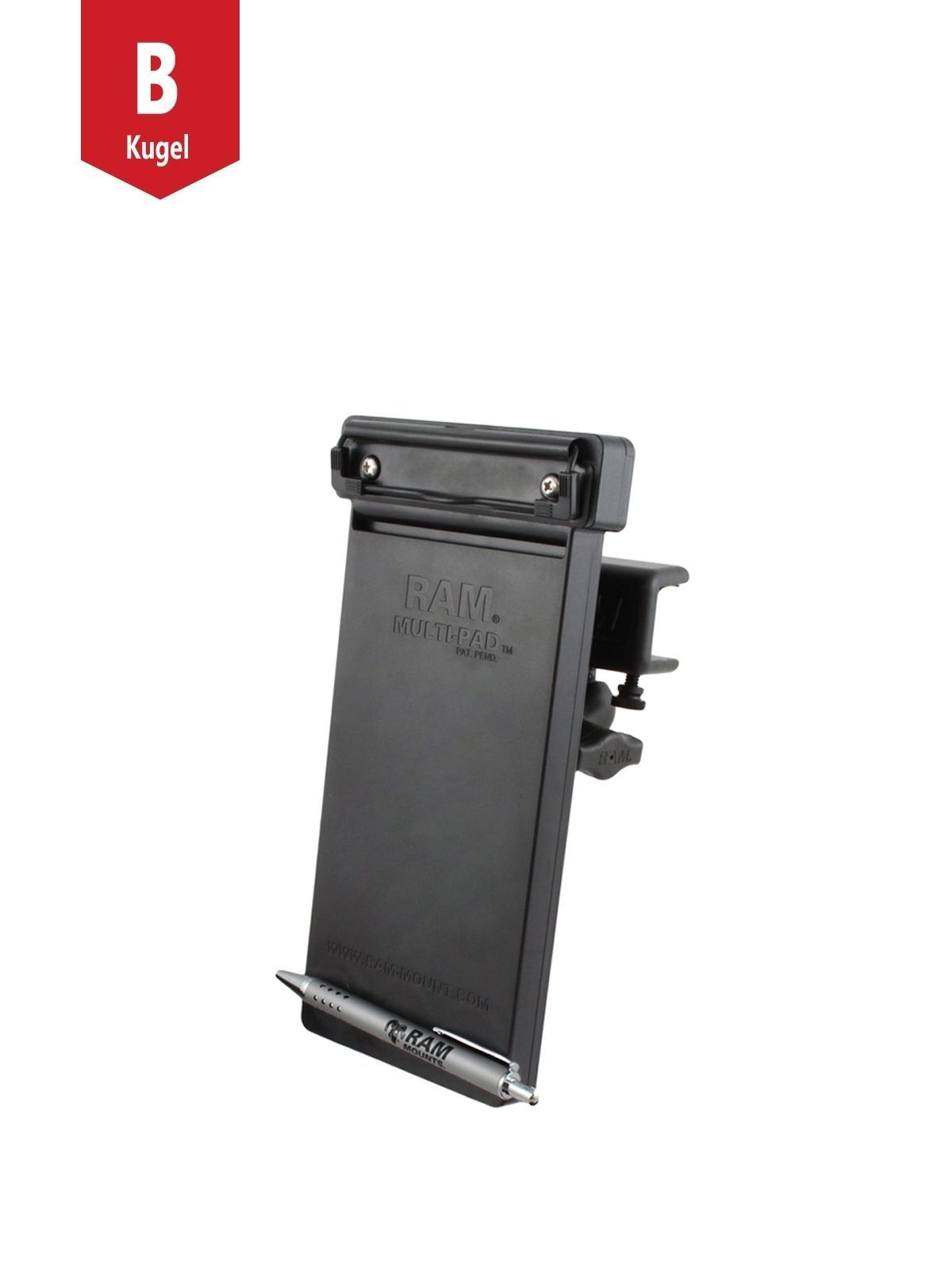 RAM Mounts Luftfahrt-Halterung mit Notizblock-Tray - B-Kugel (1 Zoll), Panel-Klammer, kurzer Verbindungsarm