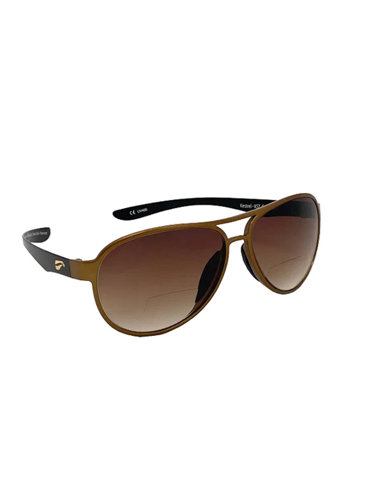 Flying Eyes Sunglasses Kestrel Aviator - Golden Front Frame, Non-Rx Bifocal (+1.5) Lenses (Gradient Copper)