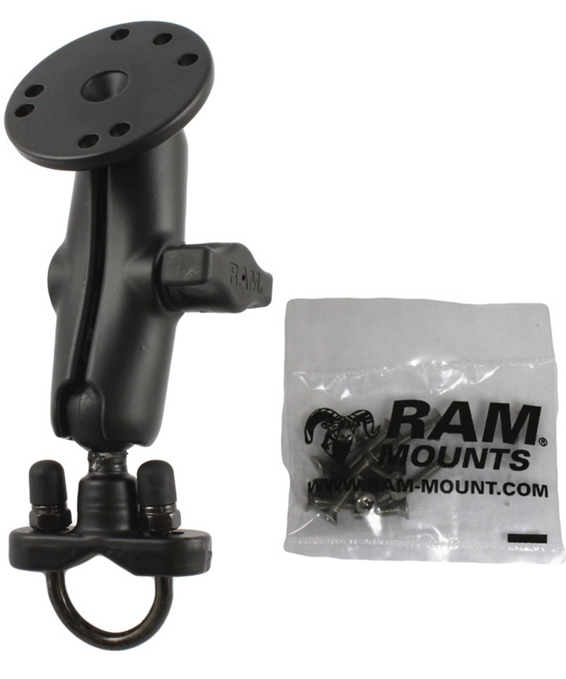 RAM Mounts Set Lenker/Rohre - B-Kugel (1 Zoll), Schraub-Klemme, mittlerer Verbindungsarm (ca. 90 mm), runde Basisplatte (AMPS)