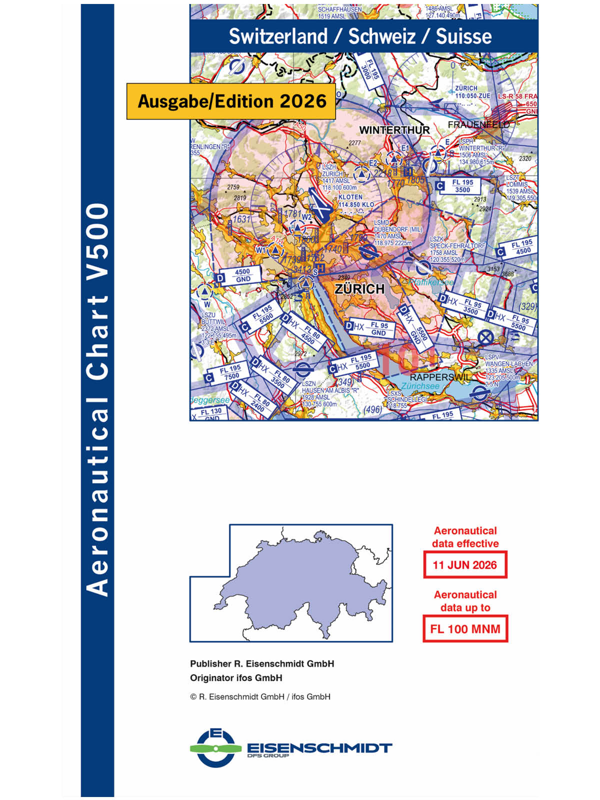 Schweiz V500 VFR-Karte 2026 - Papier, gefaltet