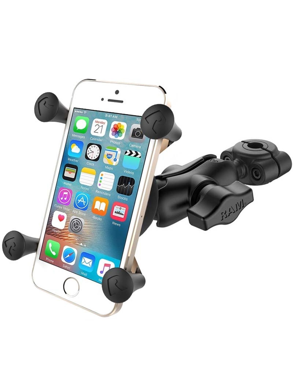 RAM Mounts X-Grip Motorrad-Halterung für Smartphones bis 82,6 mm Breite - B-Kugel (1 Zoll), Torque-Schraubklemme (Durchmesser 9,5-15,8 mm), kurzer Ver