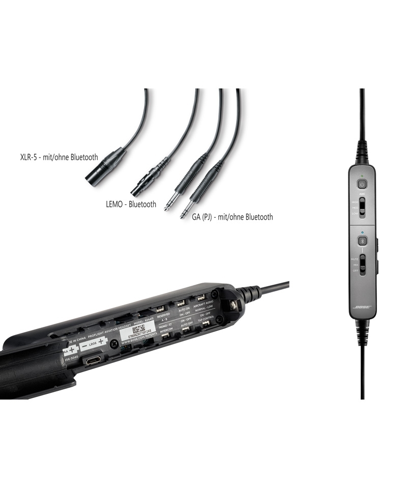 BOSE ProFlight Series 2 Aviation Headset - PJ-Stecker, Steuermodul, gerades Kabel, Bluetooth
