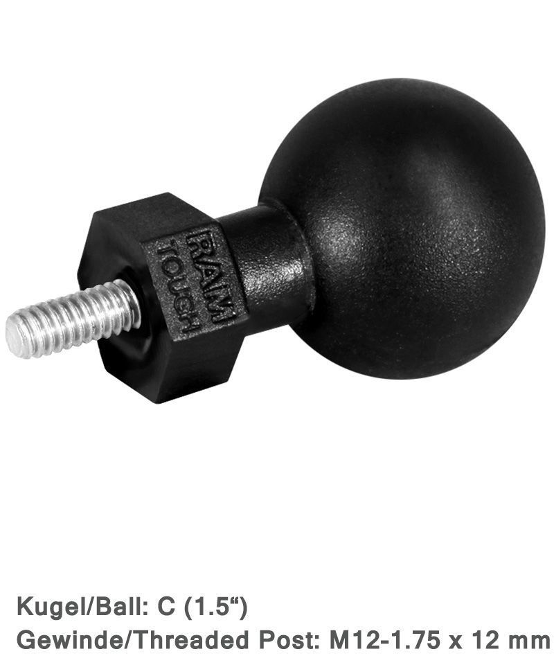 RAM MOUNTS 1.5" Tough-Ball - M12-1.75 x 12 mm Male Threaded Post