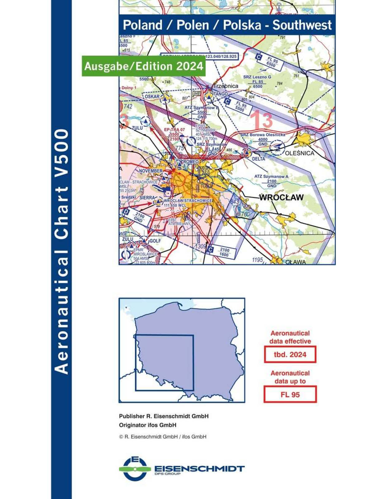 Poland Southwest V500 VFR Chart - paper, folded, 2024